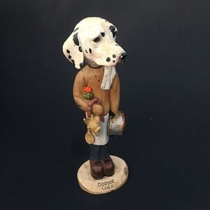 Animal Connection Dalmatian Doogie Chef Lucky Dog Figurine Beady Eyes 7.5" tall